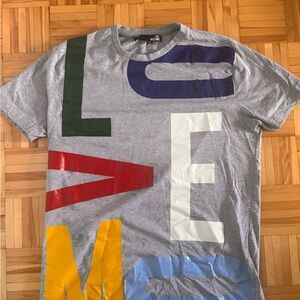Love Moschino Gray Tee with Colorful Lettering